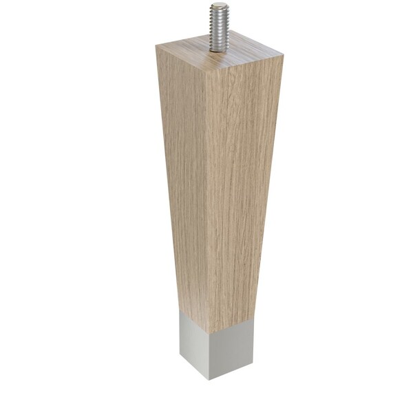 Designs Of Distinction 6" Square Tapered Leg with bolt and 1" Chrome Ferrule - White Oak 01241006WKCR6 - main